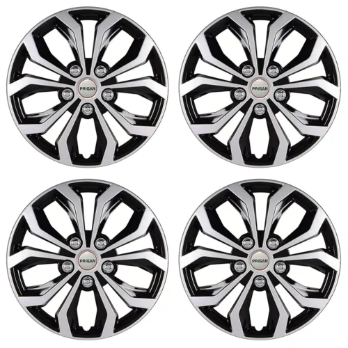 New Universal 12 Inch Black Silver Wheel Cover Wheel Cap