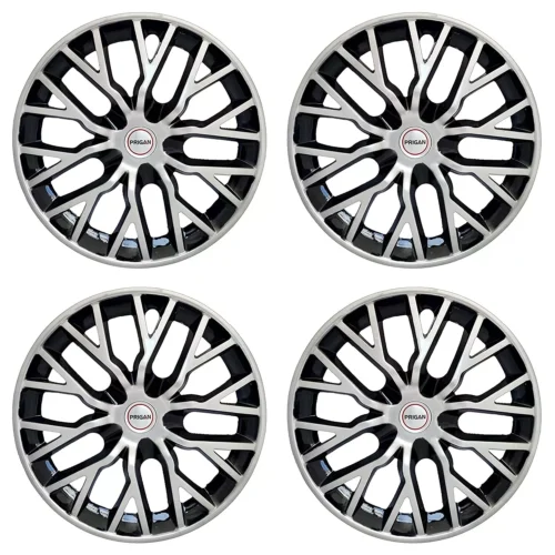 Black Silver 12 Inch Wheel Cover Wheel Cap Universal Model (Set of 4 Pcs)