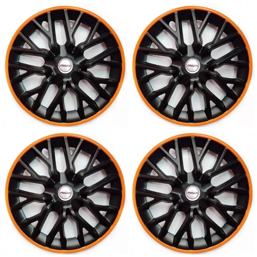 12 Inch Black Orange Wheel Cover Wheel Cap Universal Model (Set of 4 Pcs)