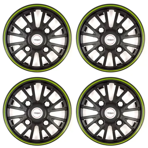 Black Green 12 Inch Wheel Cover Wheel Cap Universal Model (Set of 4 Pcs)