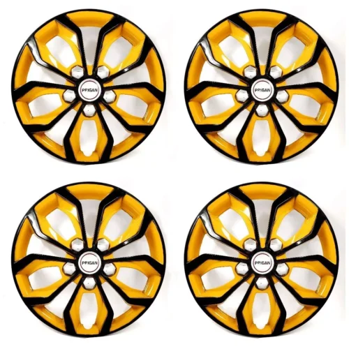 12 Inch Black Yellow Wheel Cover Wheel Cap Universal Model (Set of 4 Pcs)