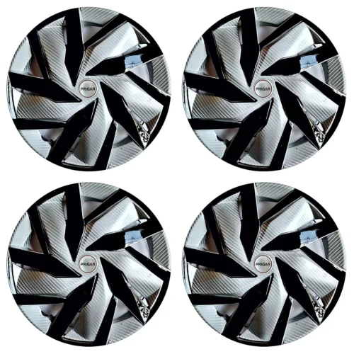 13 Inch Universal Silver Black Wheel Cover Wheel Cap (Set of 4 Pcs)