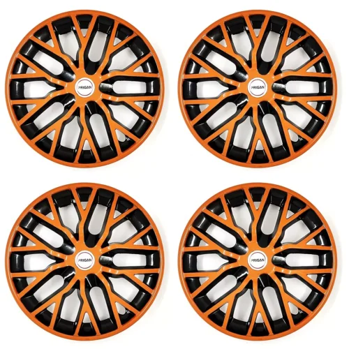 Black Orange 12 Inch Wheel Cover Wheel Cap Universal Model (Set of 4 Pcs)