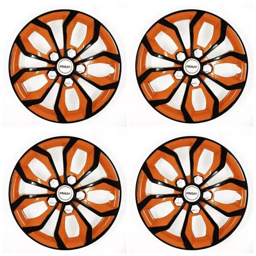 Orange Black 12 Inch Wheel Cover/Wheel Cap, Universal Model (Set of 4 Pcs)