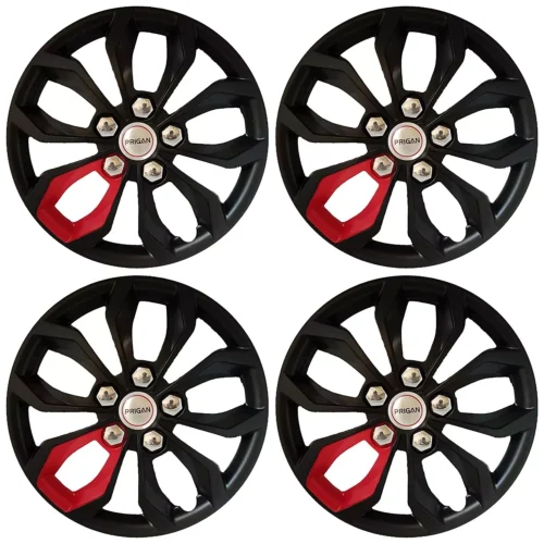 12 Inch Black Red Wheel Cover 12″, (Set of 4 Pcs) (Press Fitting)