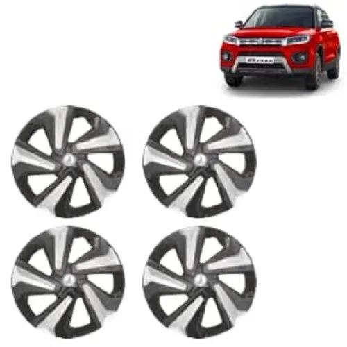 Wheel Cover CapClip Type 12 Inches (Double Color Silver-Black) for Brezza