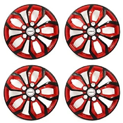 Black Red Wheel Cover 15 (Set of 4Pc) (Press Fitting) Model- Vision_BR_15