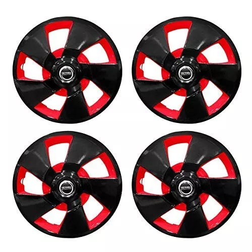 Hotwheelz 15″ Sporty Wheel Cover with Rings (Two Tone Black/Red Glossy Finish