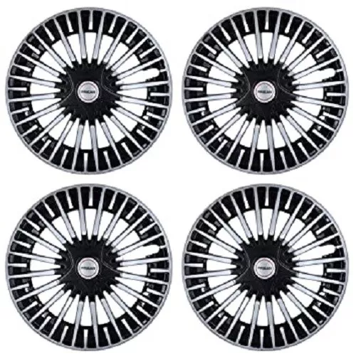 14 Inch Universal Black Silver Wheel Cover/Cap (Set of 4 Pcs) (Press Fitting)