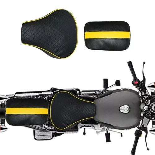 Stylish Diamond Cut Design Seat Cover with Back Rest Foam For Royal Enfield