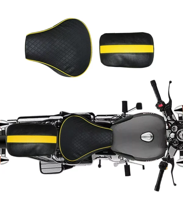 Stylish Diamond Cut Design Seat Cover with Back Rest Foam For Royal Enfield