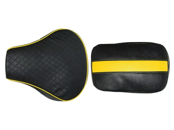 Stylish Diamond Cut Design Seat Cover with Back Rest Foam For Royal Enfield - Image 3