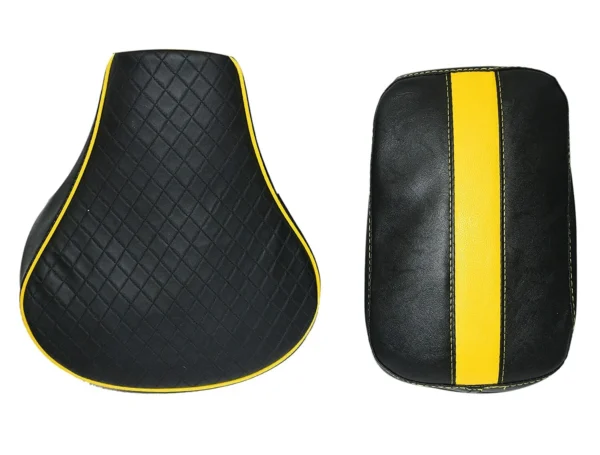 Stylish Diamond Cut Design Seat Cover with Back Rest Foam For Royal Enfield - Image 2