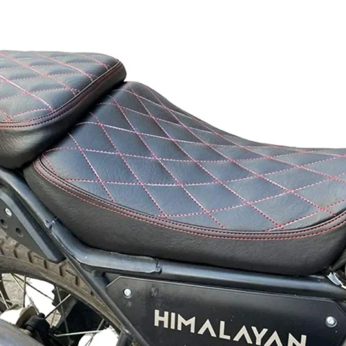 Leatherette Himalayan Design Cushion Seat Cover For Royal Enfield Black Red