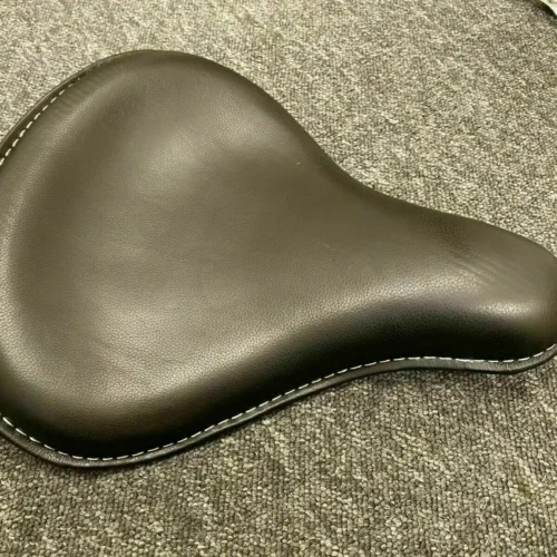 BLACK LEATHER DEEP DISH SOLO SEAT FIT FOR HARLEY BOBBER CHOPPER SPORTSTER