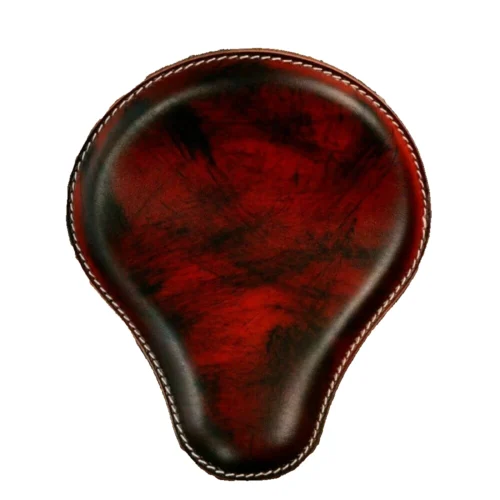 Bobber Chopper Custom leather handmade Solo Seat “Black red”