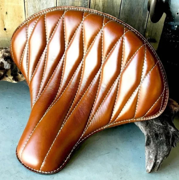 Spring Solo Seat Chopper Scout Bobber Fit For Harley Tan Diamond Leather - Image 3