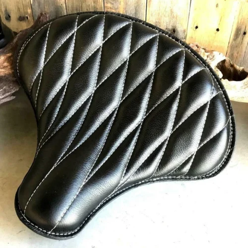 Solo Tractor Seat Chopper Scout Bobber For Harley 15×14 Black Diamond Leather