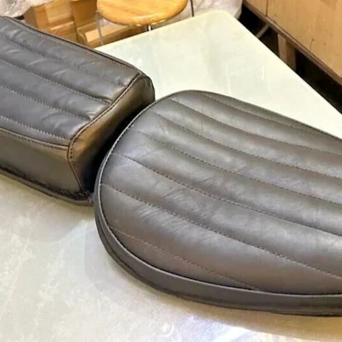Tuck And Roll Bates Style Seat For Motorcycles Real Leather White + Pad