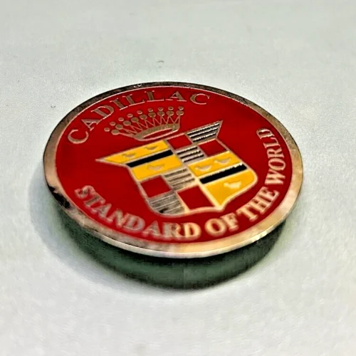 Cadillac Standard of The World Badge Logo Emblem Red Stainless Steel