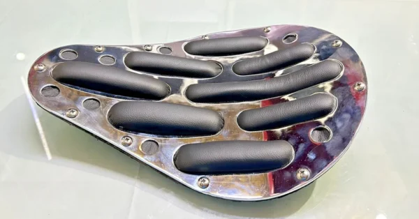 For Rich Phillips Leather Custom Chrome Chopper Bobber Custom Motorcycle Seat - Image 4
