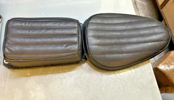 Tuck And Roll Bates Style Seat For Motorcycles Real Leather White + Pad - Image 10